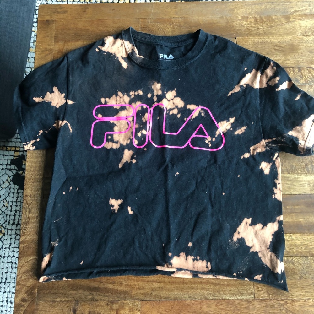 Custom tie dye FILA crop tee